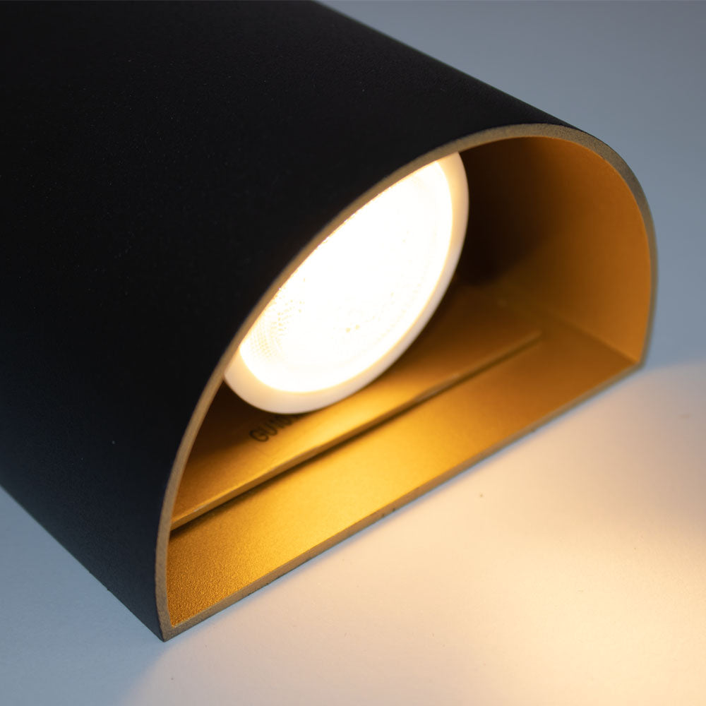 LED wandlamp zwart goud met gu10 fitting - ip20 - onderkant