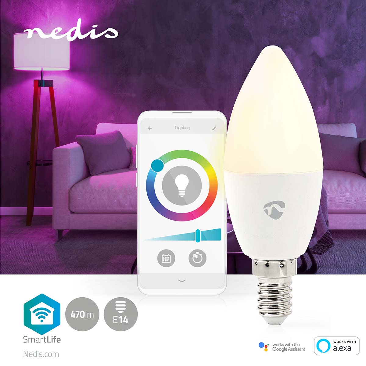 Wi-Fi Smart LED-Lamp | Full-colour en Warm wit | E14 - sfeerfoto