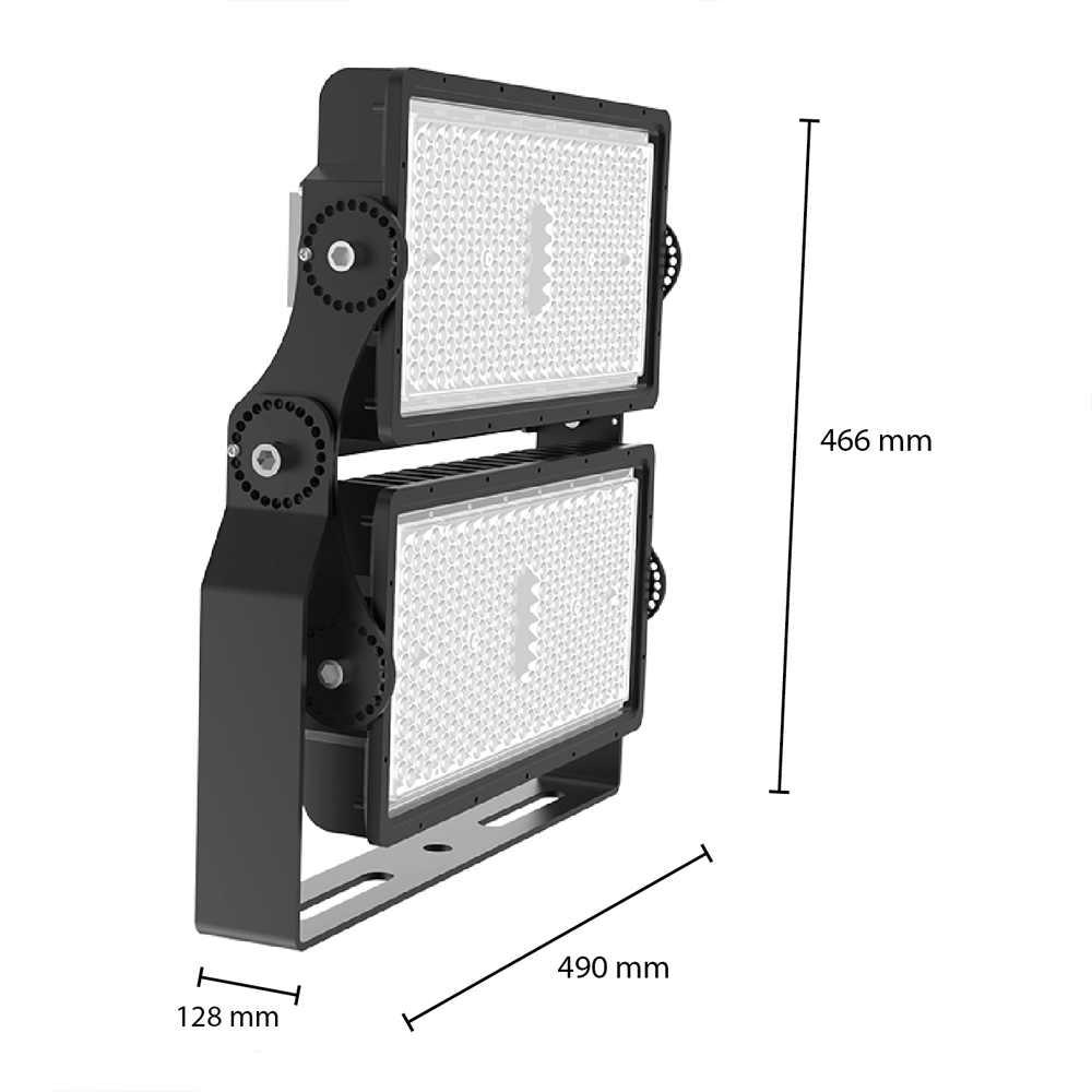 LED Terreinverlichting zwart IP66 waterdicht 5500K daglicht wit 500 Watt - afmetingen