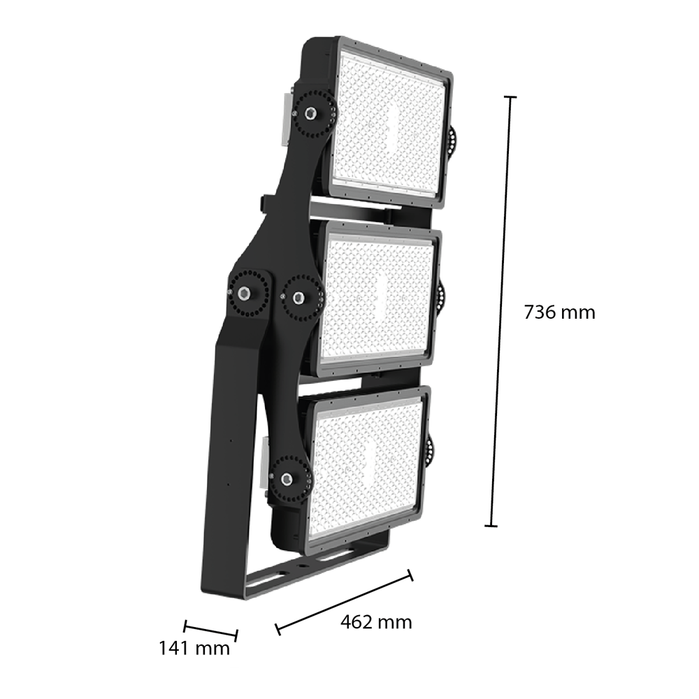 LED bouwlamp industrieel zwart IP66 waterdicht 5500K daglicht wit - afmetingen