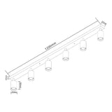 Zes dubbele opbouwspot - zwart - GU10 fitting - kantelbaar en draaibaar - afmetingen