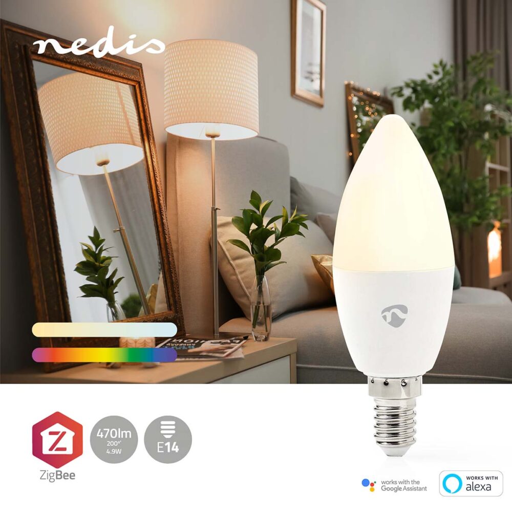 Zigbee 3.0 Smart E14 LED kaarslamp - 4.9 Watt - Color Ambiance - RGB+CCT - specs