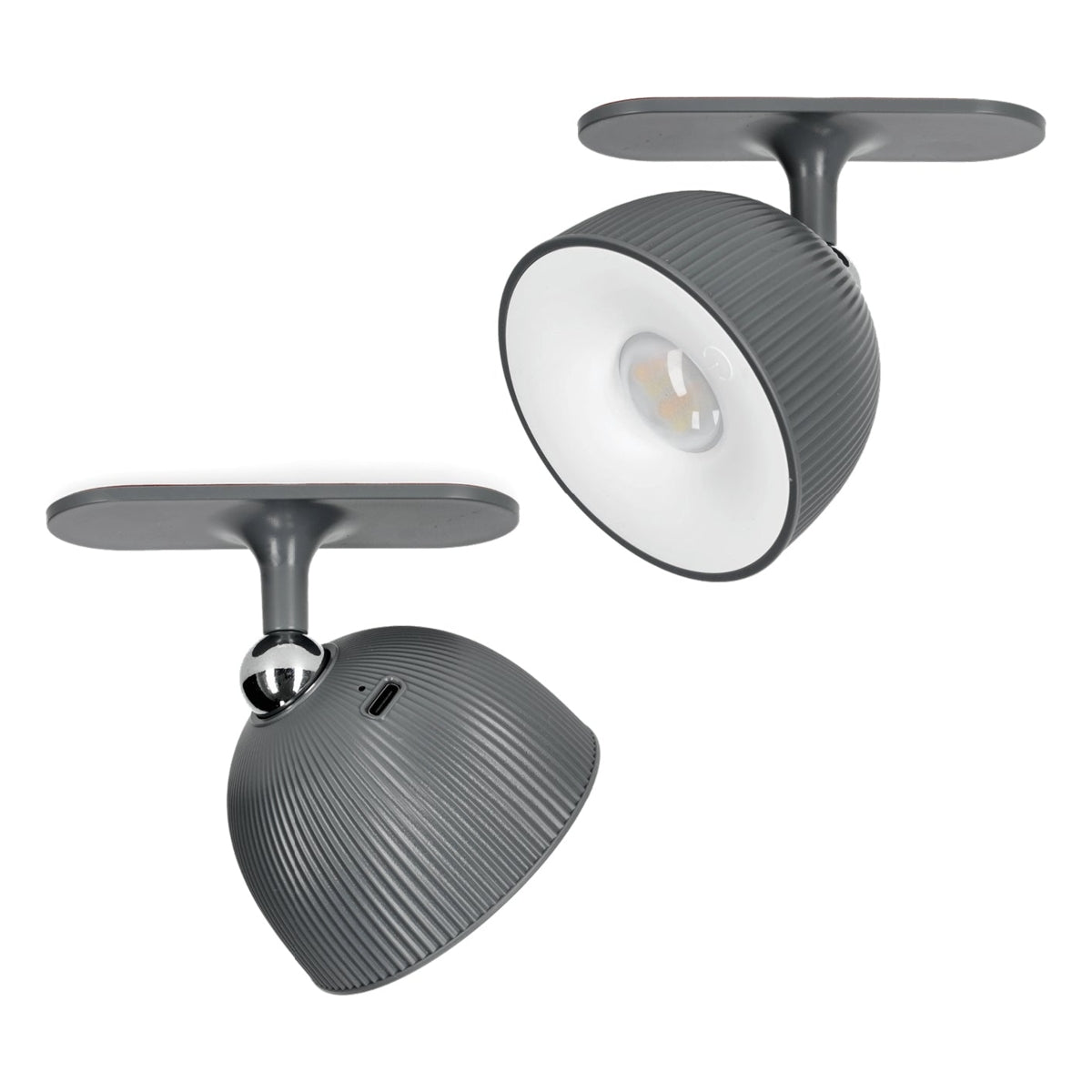 LED Orbi 2,5W 4in1 Schreibtischlampe magnetisch Grau - CCT Lichtfarbe einstellbar | inkl. Klemme, Deckenbefestigung, Schnur