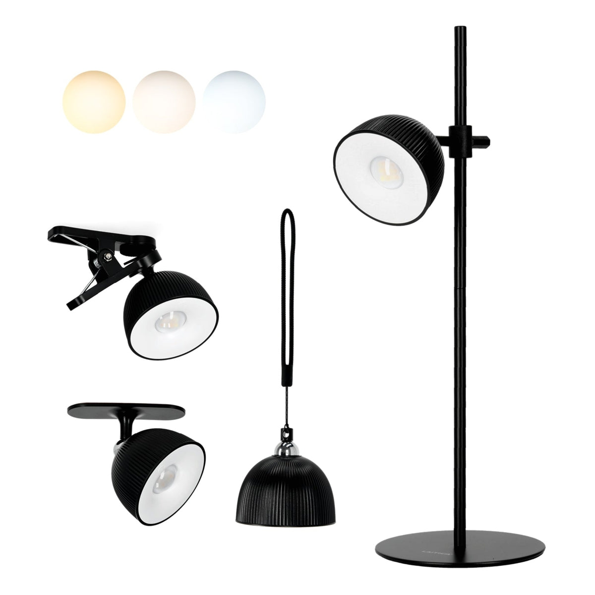 LED Orbi 2,5W 4in1 Schreibtischlampe magnetisch Schwarz - CCT Lichtfarbe einstellbar | inkl. Klemme, Deckenbefestigung, Schnur