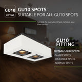 opbouwspot zwart wit - 2x GU10 fitting - modern design - kantelbaar